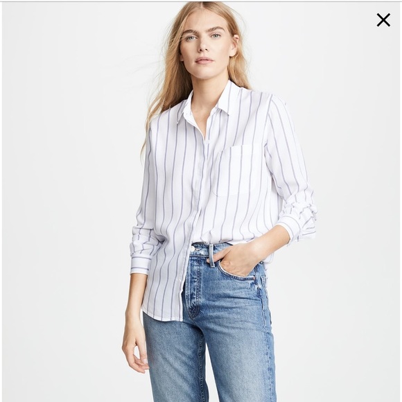 Rails: Hayden Button Down Shirt (White&Blue) - Picture 1 of 14